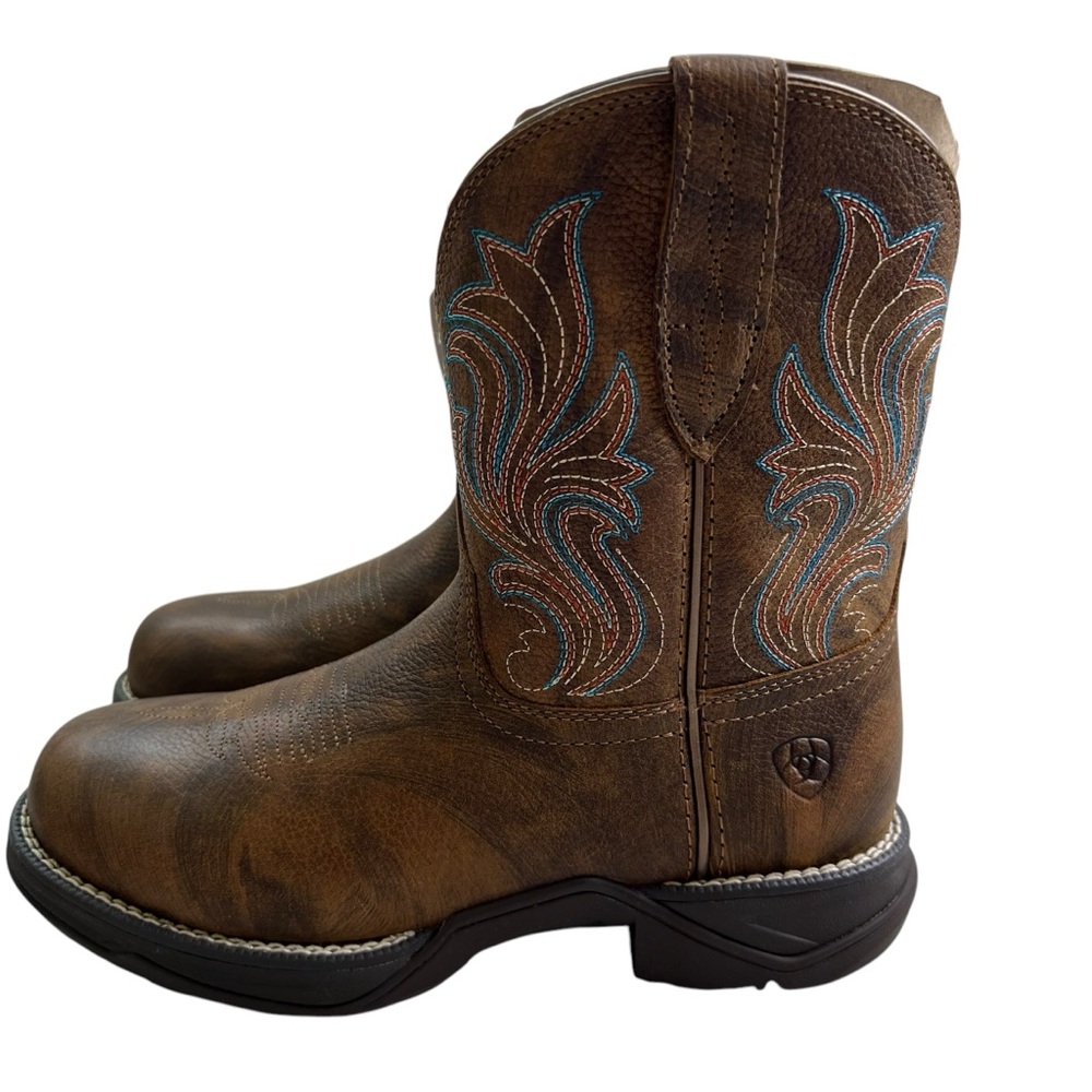Ariat NEW Round Toe Anthem Shortie Brown Western Size 7 Oil/Slip Resistant Boots - Picture 5 of 13